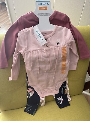 #ad Carter Infant Girl 4pc Playwear Shirt Bodysuit Pant 9 12 Months $13.45