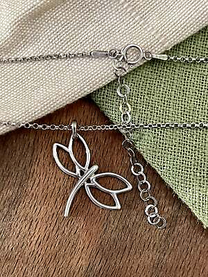 #ad Dragonfly Fly Be Free Pendant Chain Necklace Solid Sterling 925 Silver 17quot; Gift GBP 29.00