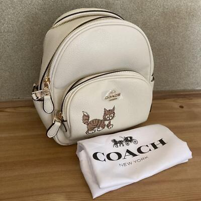 #ad Coach IMCAH Bag Pack With Dancing Kitten Cat CD277 White Outlet Japan $206.50