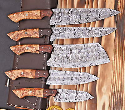 #ad Custom Made Damascus Chef Knife Set Kitchen Cutlery Hand Forged Damascus 2803 $109.00