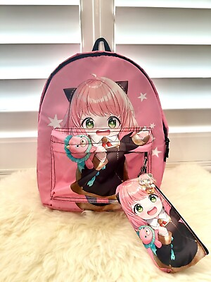 #ad SPY×FAMILY Anya Forger Cosplay Anime Comic Bags Backpack Pink With Pouch Charm $58.00