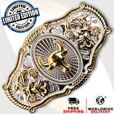 #ad Metal Zinc Alloy Belt Buckle Western Cowboy Casual Fashion Style Bull Gold Head AU $31.30