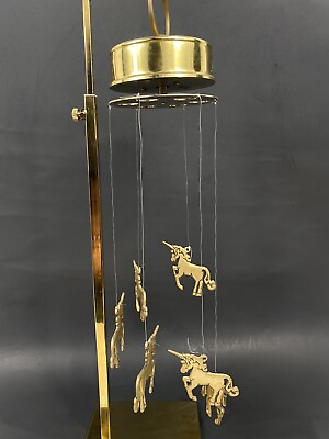 #ad Vintage Brass Musical Unicorn Mobile Wind Chime 18” $44.95