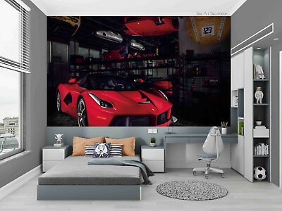 #ad 3D Red Sports Car Wallpaper Wall Mural Removable Self adhesive 335 AU $349.99
