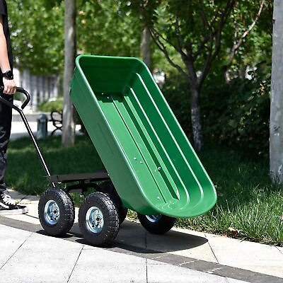 #ad Garden Carts Yard Dump Wagon Cart Lawn Utility Cart Outdoor Steel Heavy Duty $107.99