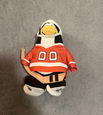 #ad Disney Club Penguin Hockey Player Plush 7” Red Jersey Number 00 Hockey Stick Toy $9.44