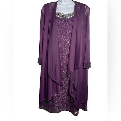 #ad R amp; M Richards size 16W stunning violet purple dress set with beaded collar $40.00