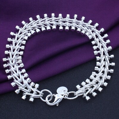 #ad Hot 925 sterling Silver fine 1.3CM Fish bone chain for Women men fashion jewelry C $3.50