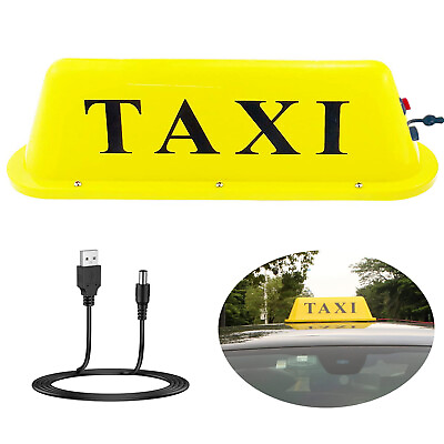 #ad TAXI Sign Light Roof 18650 Battery USB Rechargeable Yellow with Magnetic Base $24.83