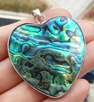 #ad 5pcs Big Natural Abalone shell Heart Pendant Energy Reiki Healing Amulet $24.98