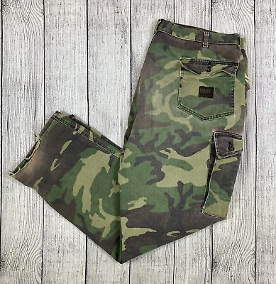 #ad Vintage Liberty Woodland Camouflage Denim Camo Jeans Pants Size 42x32 $31.99