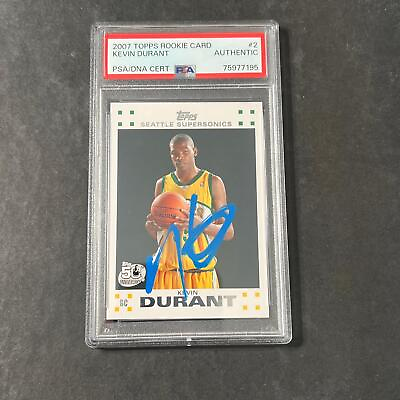 #ad 2007 Topps #2 Kevin Durant Signed Rookie Card PSA Slabbed Sonics $699.99