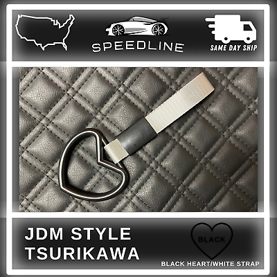 #ad JDM Style Tsurikawa Ring Car Warning Subway Train Bus Handle Strap Heart Black $19.99