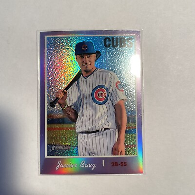 #ad 2019 Topps Heritage Chrome Purple Refractor Javier Baez Chicago Cubs #THC 440 $1.99