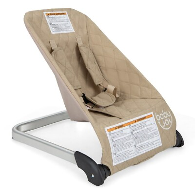 #ad Baby Bouncer Seat 5 point Harness Keeps Folding Portable W Metal Frame Beige $66.95