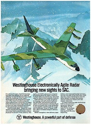 #ad 1978 Westinghouse Print Ad EAR Electronically Agile Radar B 52 Bomber Snow Art $11.50
