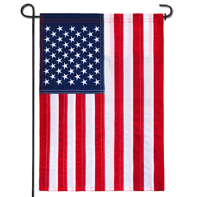 #ad Anley American US Garden Flag USA Patriotic Yard Flags Embroidered 18x12.5 in $9.95