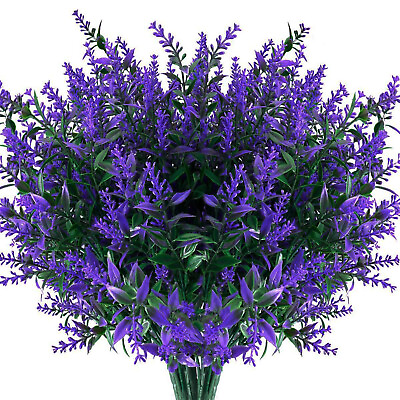 #ad 8 Bundles Artificial Flowers UV Resistant Fake Plants Outdoor Home Garden Decor $12.99
