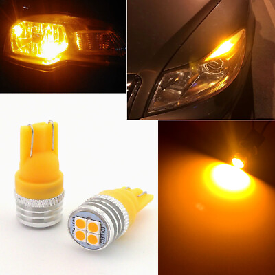 #ad 2pcs Amber 168 194 2825 W5W LED Position Parking City Light T10 2821 4 SMD Bulbs $7.99