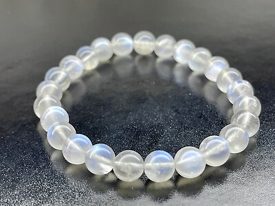 #ad Natural Sri Lanka Blue Moonstone Round Beads Bracelet 7.3mm $20.00