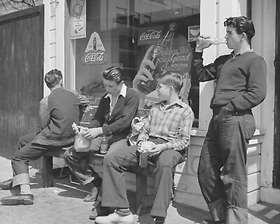 #ad Teenage Boys Drinking Soda Pop Photograph Café Corner Store 8x10 $7.99
