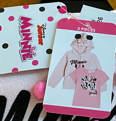 #ad Girls Disney Junior MINNIE Mouse Pink Hoodie amp; Pink Tee Shirt Set 5 NWT $19.97