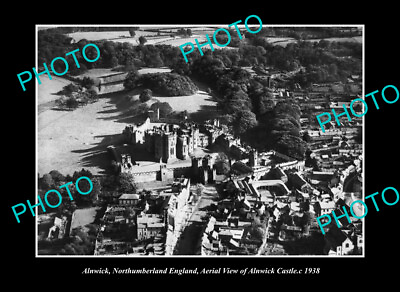 #ad OLD LARGE HISTORIC PHOTO ALNWICK NORTHUMBERLAND ENGLAND AERIAL VIEW c1938 1 AU $9.00