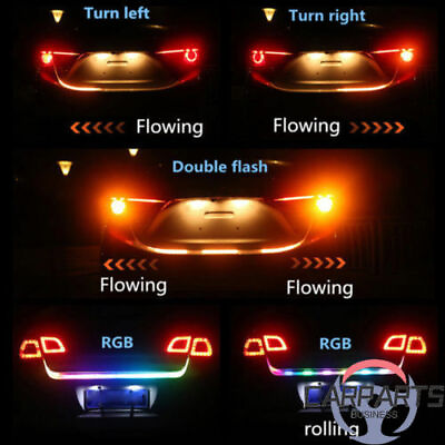 #ad A 120cm RGB Car Rear Trunk Strip Light Tailgate Brake Drive Turn Signal Flow LED $10.82