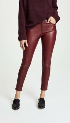 #ad Burgundy Handmade Stylish Casual New Lambskin Leather Women Pant Party Genuine $163.00
