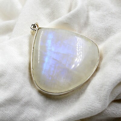 #ad Big Fire Moonstone Pendant Solid 925 Silver Sterling Jewelry Party Wear Pendant $75.03