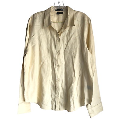 #ad Lauren Ralph Lauren Women#x27;s 100% Linen Blouse Shirt Size XL Slim Fit Long Sleeve $42.42