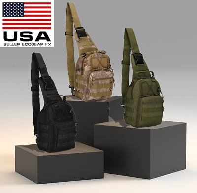 #ad Tactical Backpack Mens Molle Sling Chest Pack Shoulder Bag Outdoor Hiking Travel $12.34