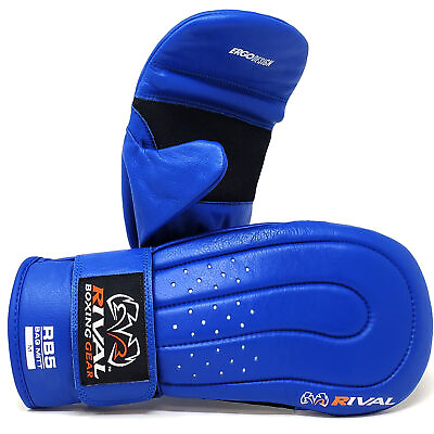 #ad Rival Boxing RB5 Hook and Loop Leather Training Bag Mitts Blue $44.95
