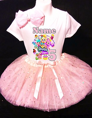 #ad Shopkins *With NAME* 5th Fifth 5 Birthday Pink Tutu Dress Fast Shipping $20.50