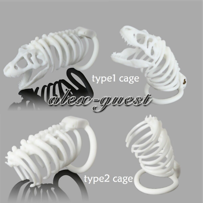 #ad Male Resin Chastity Cage Device Dinosaur Fossil Shape 3D Lock Belt Decoration 24 $67.28