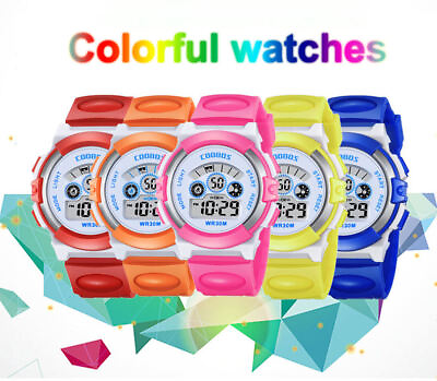 #ad Kids Children Boys Girls Watch Colour Digital Sports LED Date Alarm Wristwatches GBP 5.99