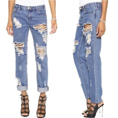 #ad One x One Teaspoon Size 29 Jeans Awesome Baggies Boyfriend Distressed Light Wash $39.95