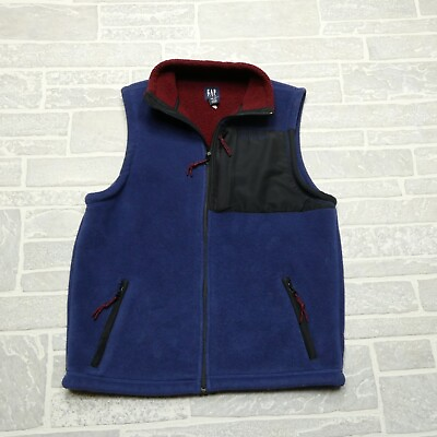 #ad VINTAGE GAP Kids Fleece Vest Size 2XL 14 16 Blue Full Zip Pockets Mock Neck $27.44