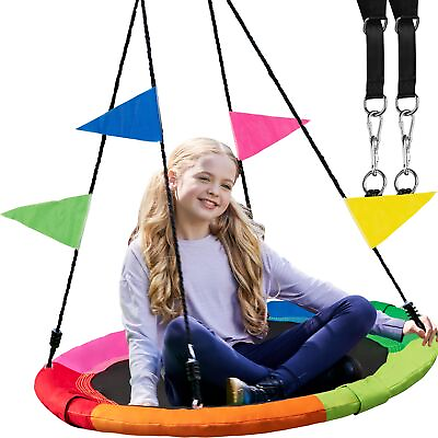 #ad 40 Inch Saucer Tree Swing for Kids Round Disc Swing with 900Lb Weight Capacity $64.58
