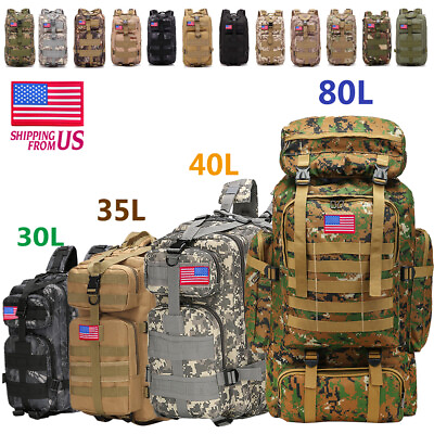 #ad 30L 120L Military Tactical Backpack Rucksack Camping Hiking Bag Outdoor Travel $27.54