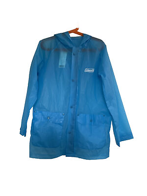 #ad Coleman EVA Kids Boy Girl Size S M Vented Rain Coat Hooded Snaps Zipper Pockets $8.95