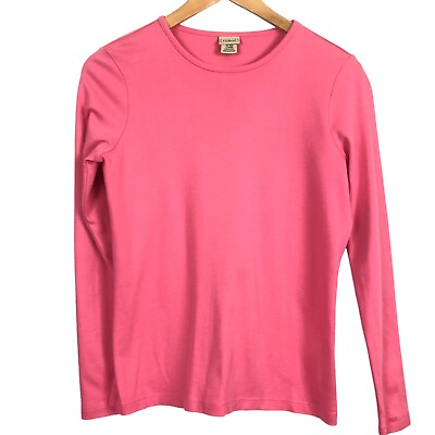#ad L. L. Bean Women#x27;s Casual Top Size XS Long Sleeves Supima Cotton Rose Pink $9.99