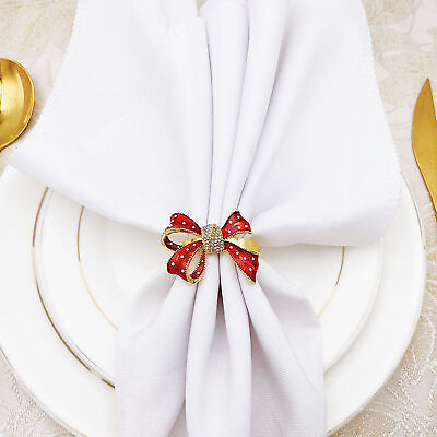#ad 4pcs Napkin Rings Reusable Decorative Christmas Bowknot Design Napkin Buttons $10.45