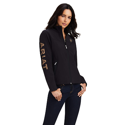 #ad Ariat® Ladies New Team Softshell Black amp; Leopard Jacket 10041278 $114.95