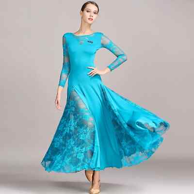 #ad Women Modern Dance Dress Dance Dress Lace Stitching Long $75.16