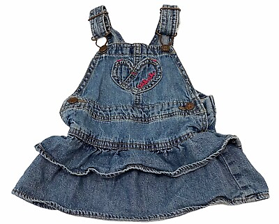 #ad OshKosh B#x27;Gosh Kids Toddler Denim Striped Dress Skirt Ruffle Overall 12 mos $11.99