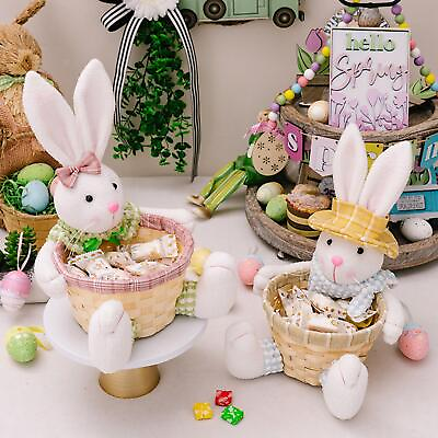 #ad Easter Bunny Basket Party Favors Basket Picnic Hamper for Boys Girls Kids $10.15