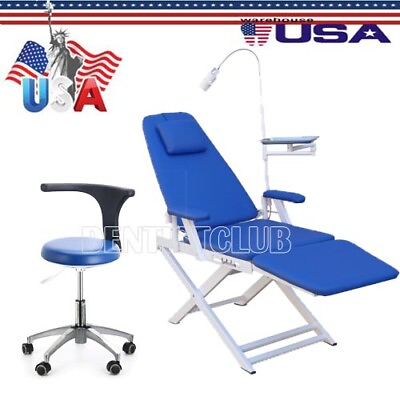 #ad Portable Dental Chair Patient Chair LED Light PU Leather Dentist Rolling Stool $367.99