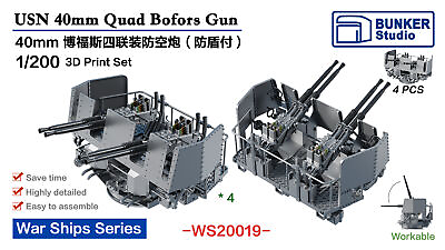 #ad BUNKER WS20019 USN 40mm Quad Bofors Guns Late Plastic model $36.12