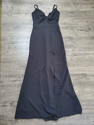#ad Windsor Women#x27;s Black HIGH SLIT V Neck Spaghetti Strap Formal Dress Size 5 6 $24.00
